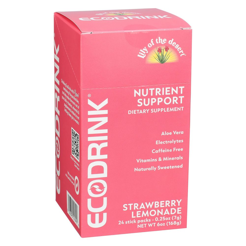 Lily Of The Desert Ecodrink Strawberry Lemonade Nutrient Support Stick Pack, 0.25 Ounce -- 24 Per Case