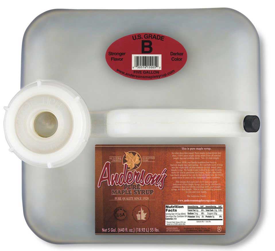 Andersons Grade A Very Dark Maple Syrup, 55 Pound
