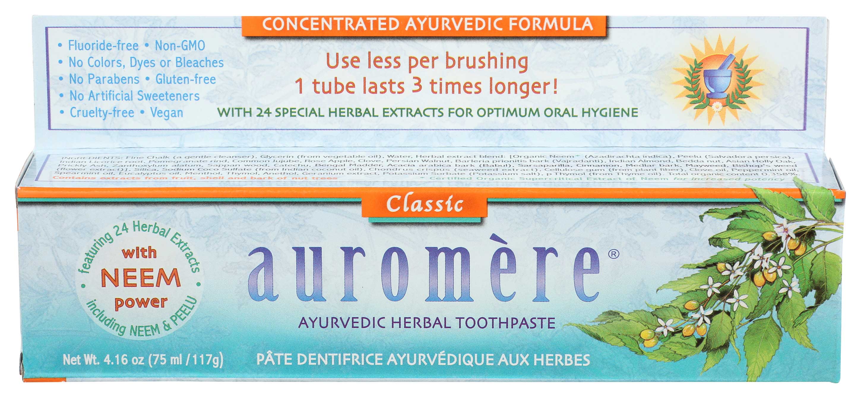 Auromere Classic Ayurvedic Herbal Toothpaste, 4.16 Ounce