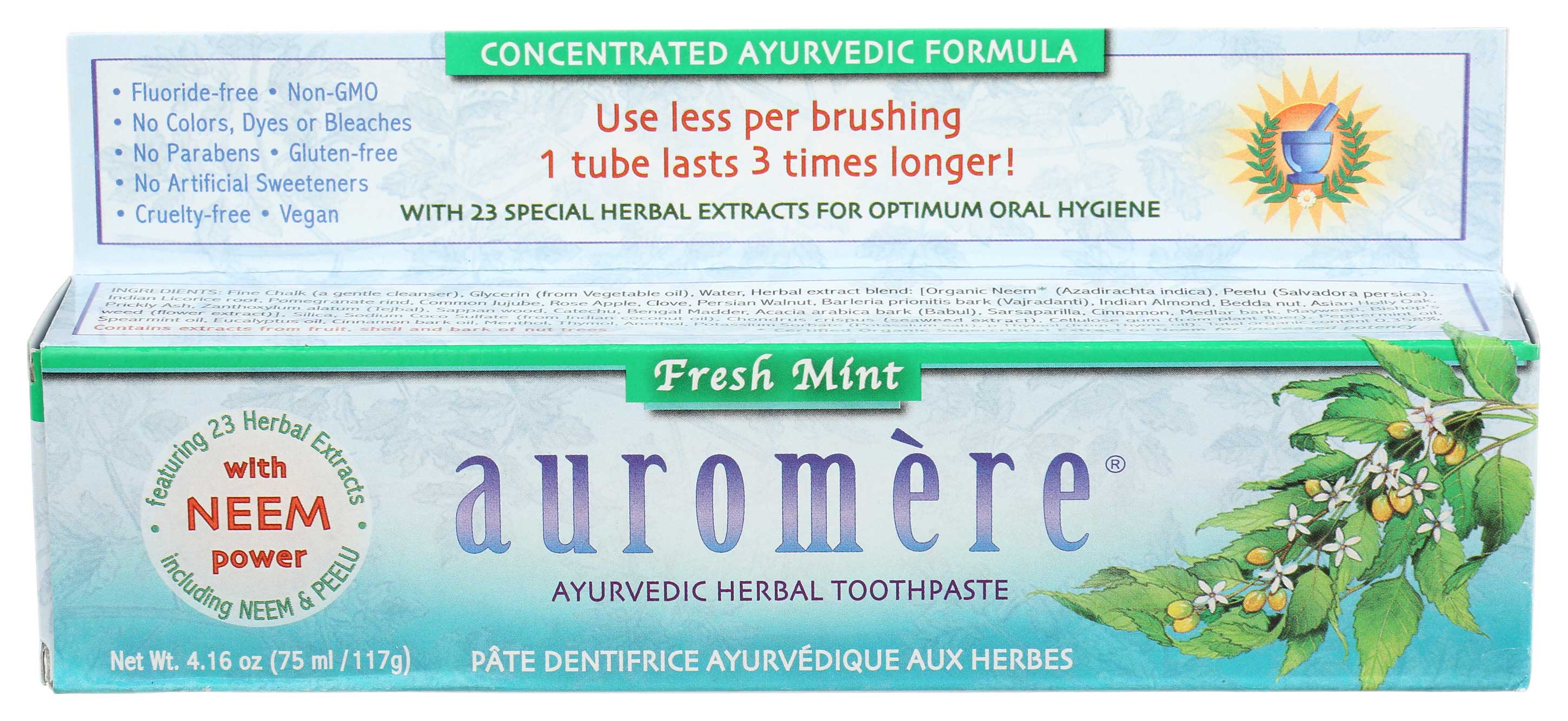 Auromere Fresh Mint Ayurvedic Herbal Toothpaste, 4.16 Ounce