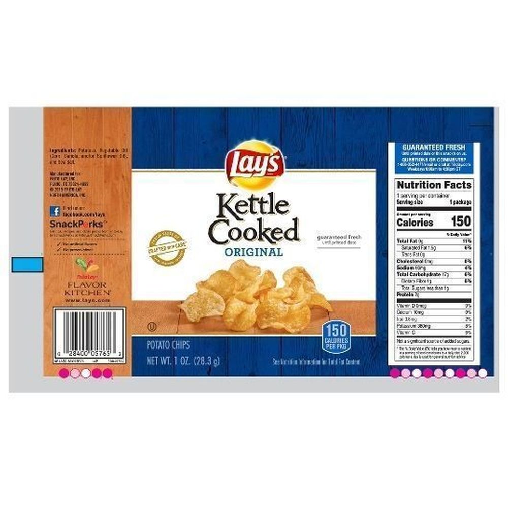 Lays Kettle Cooked Regular Potato Chips, 1 Ounce -- 104 per case
