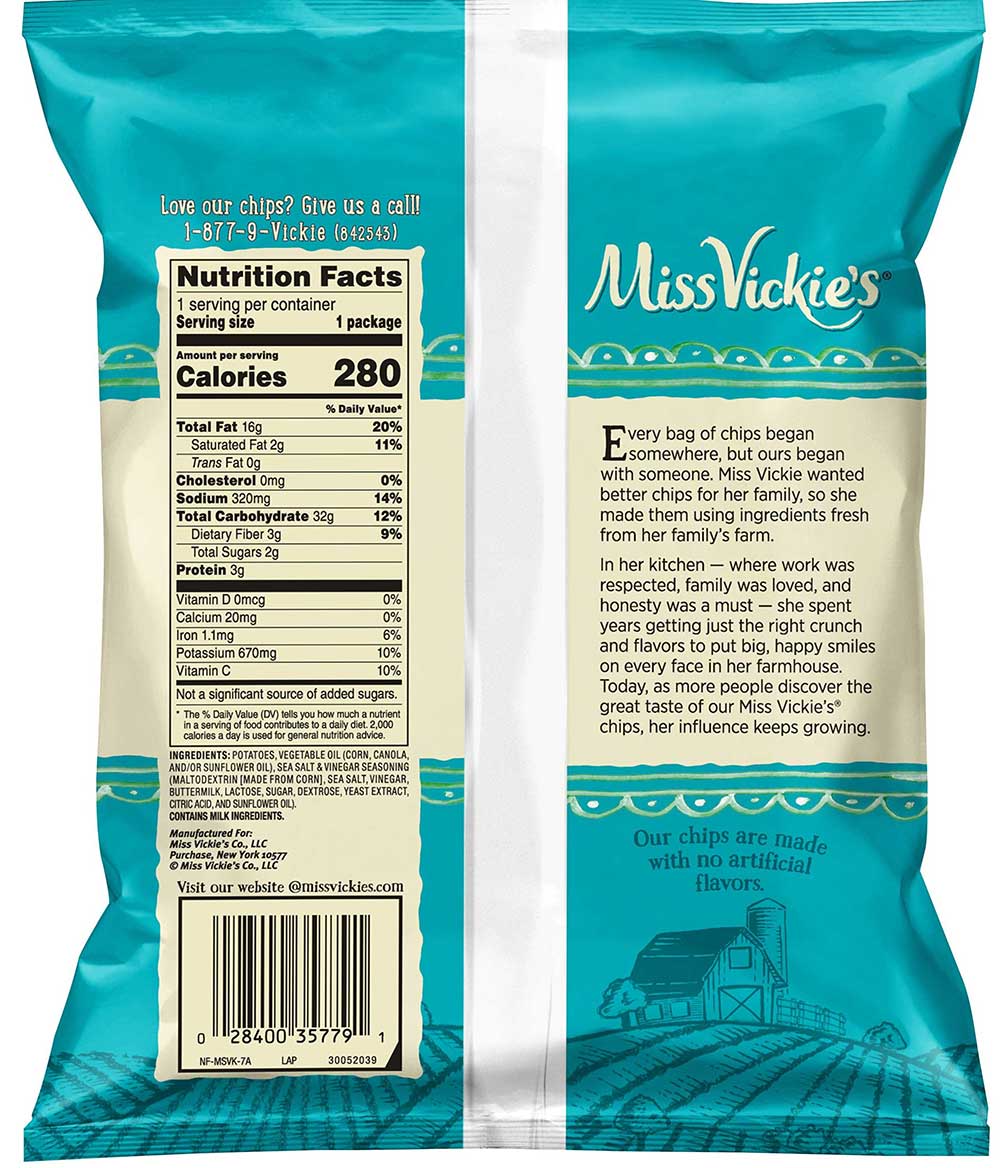 Miss Vickie's Sea Salt And Vinegar Kettle Cooked Potato Chips, 1.875 Ounce -- 24 Per Case