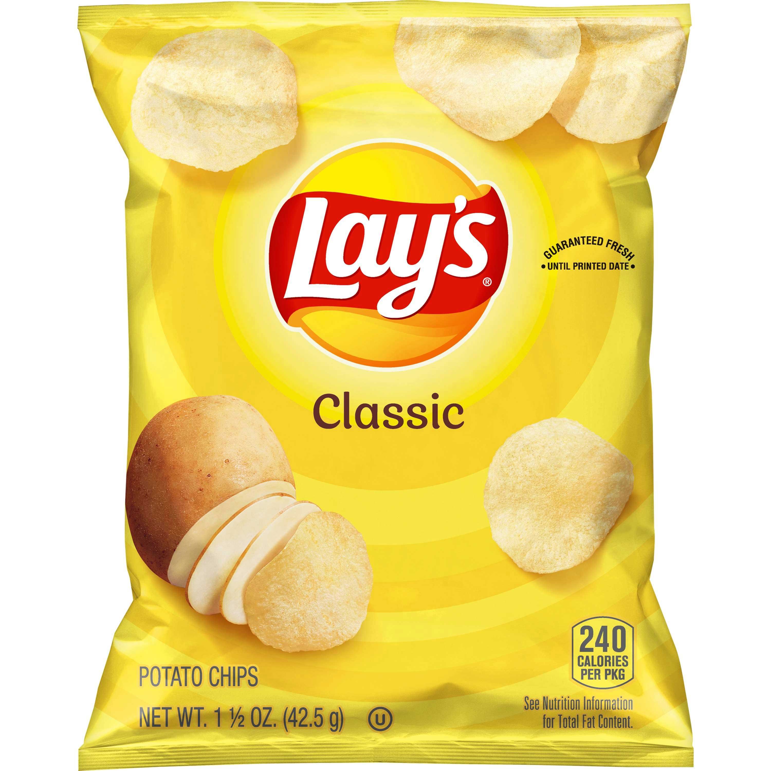 Lays Regular Potato Chips, 1.5 Ounce - 64 per pack.