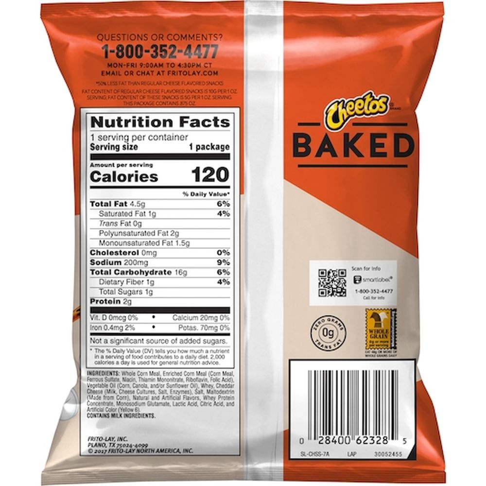 Cheetos Whole Grain Cheese Flavored Snacks, 0.875 Ounce -- 104 Per Case