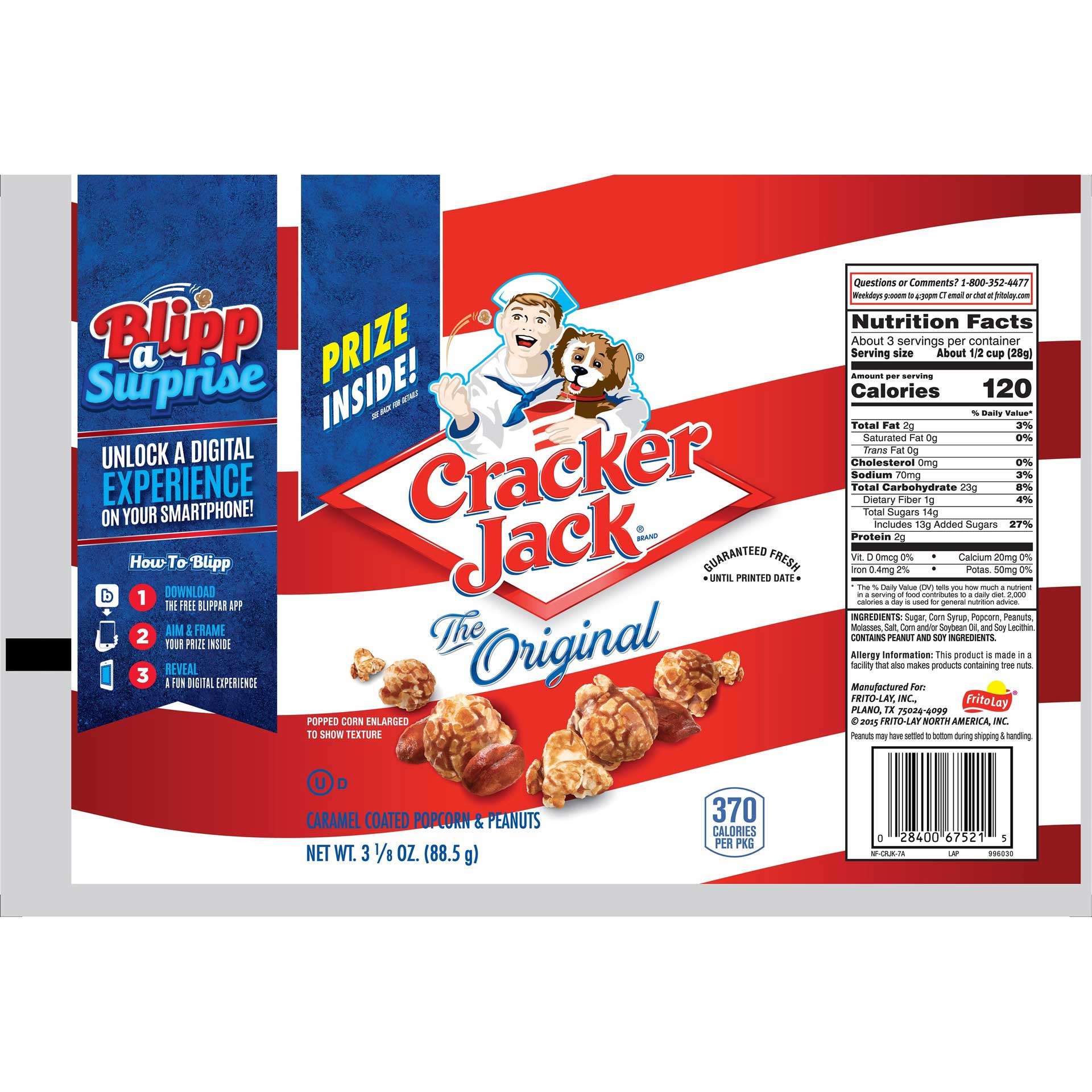 Cracker Jack Regular Caramel Coated Popcorn And Peanut, 3.125 Ounce -- 28 Per Case