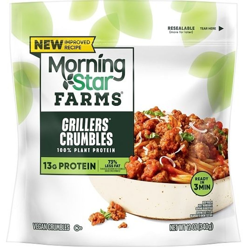 Morningstar Farms Plant Based Grillers Crumbles, 12 Ounce -- 6 per case
