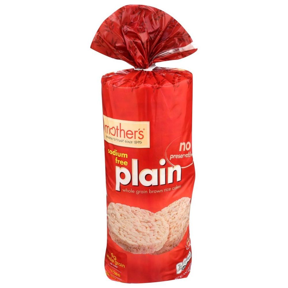 Mothers Plain Sodium Free Whole Grain Brown Rice Cakes, 4.47 Ounce -- 12 Per Case