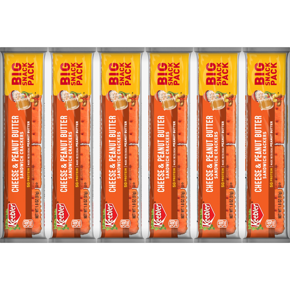 Sandwich Crackers, Cheese and Peanut Butter, 8-Piece Snack Pack, 12/Box Sandwich Crackers, Cheese and Peanut Butter, 8-Piece Snack Pack, 12/Box