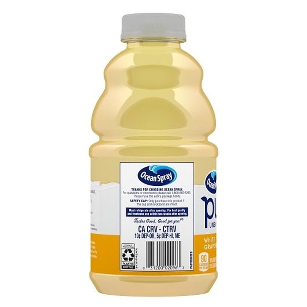 Ocean Spray Pure Unsweetened White Grapefruit Juice, 32 Fluid Ounce -- 8 Per Case