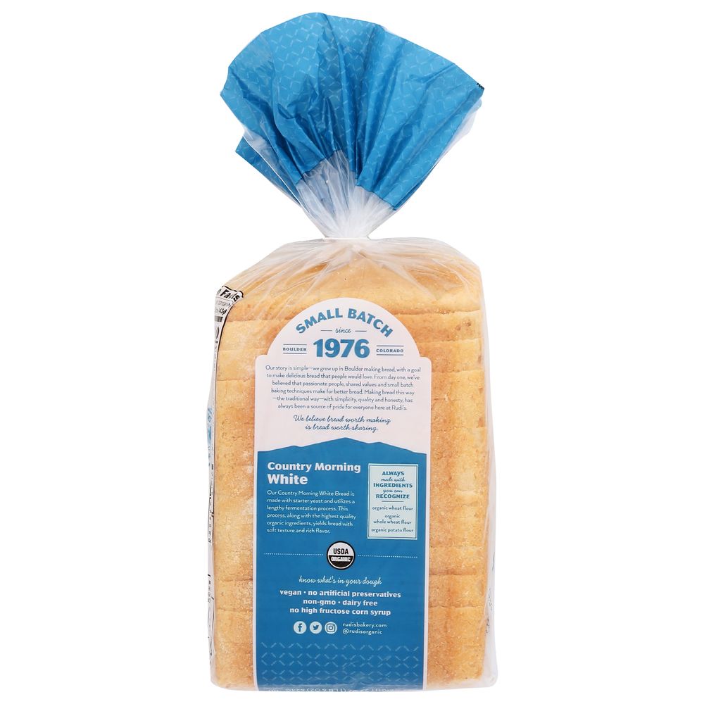 Rudi's Organic Country Morning White Sandwich Bread, 22 Ounce -- 8 Per Case