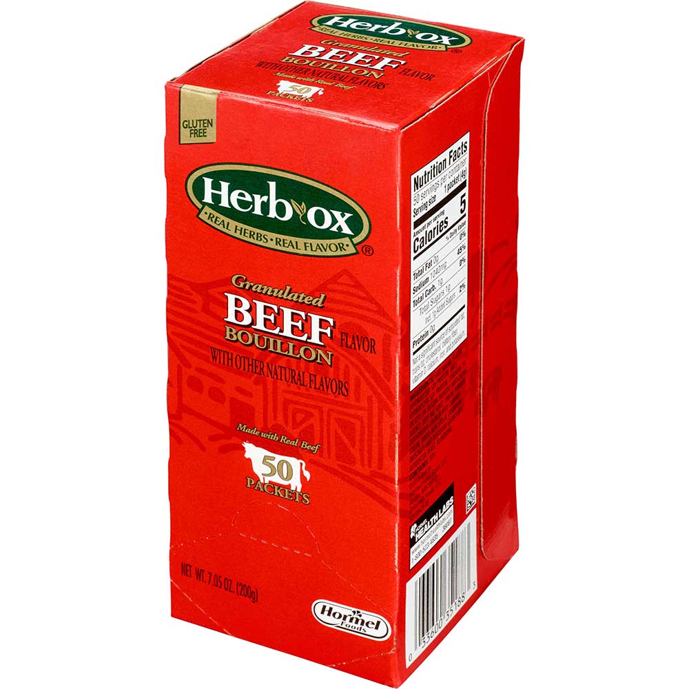 Hormel Health Labs Herb-Ox Beef Bouillon Packets, 50 packets per box -- 6 boxes per case