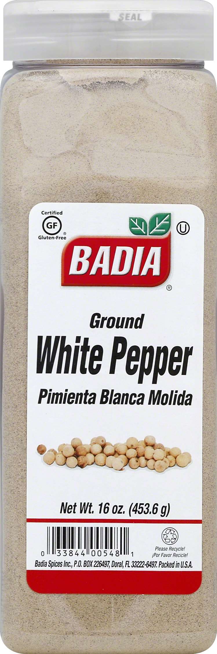 Badia Ground White Pepper, 16 Ounce Bottle -- 6 Per Case