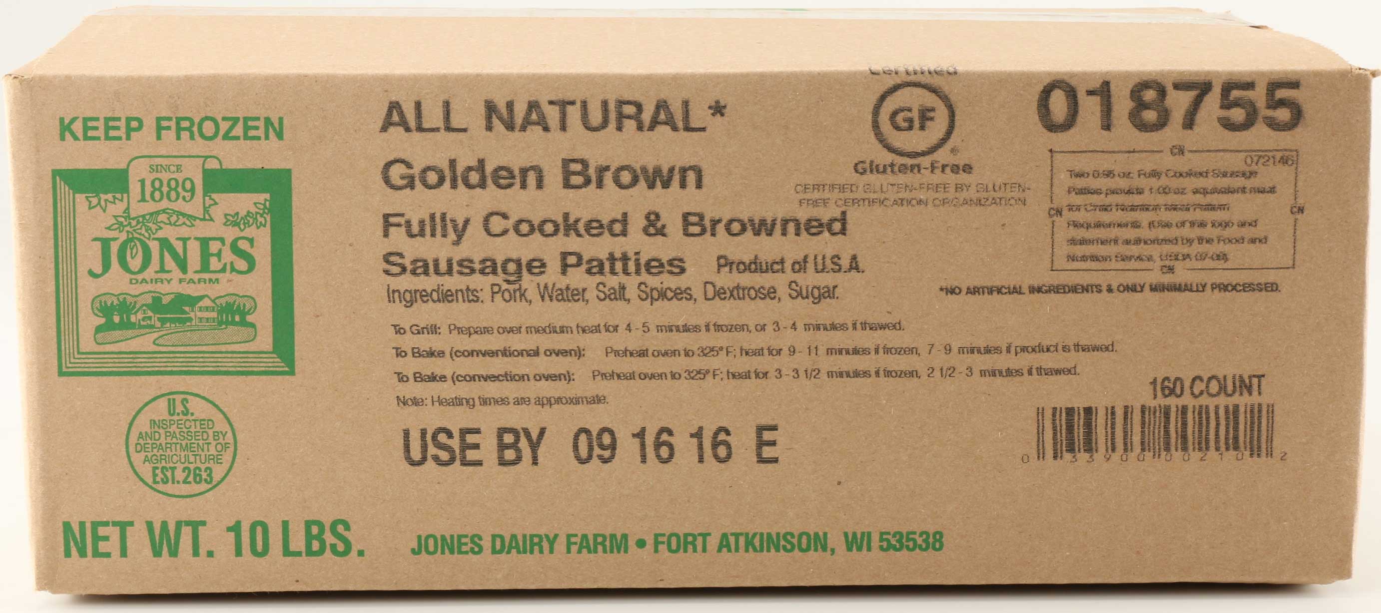 Jones Dairy Farm Mild Fully Cooked Pork Sausage Patties, 1 Ounce