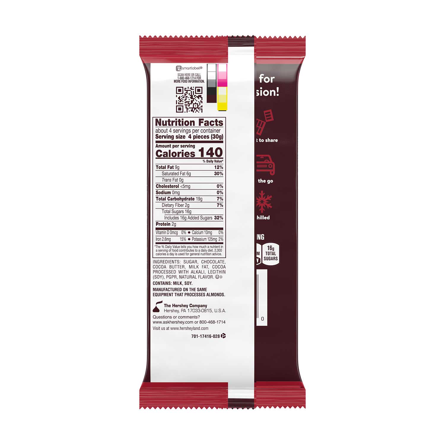 Hershey's Individually Wrapped X-large Special Dark Mildly Sweet Dark Chocolate Candy Bar, 4.25 Ounce -- 12 Per Case