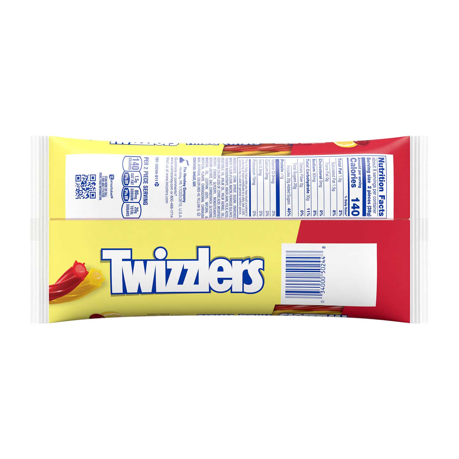 Twizzlers Sweet And Sour Flavored Filled Twists Candy, 11 Ounce -- 18 Per Case