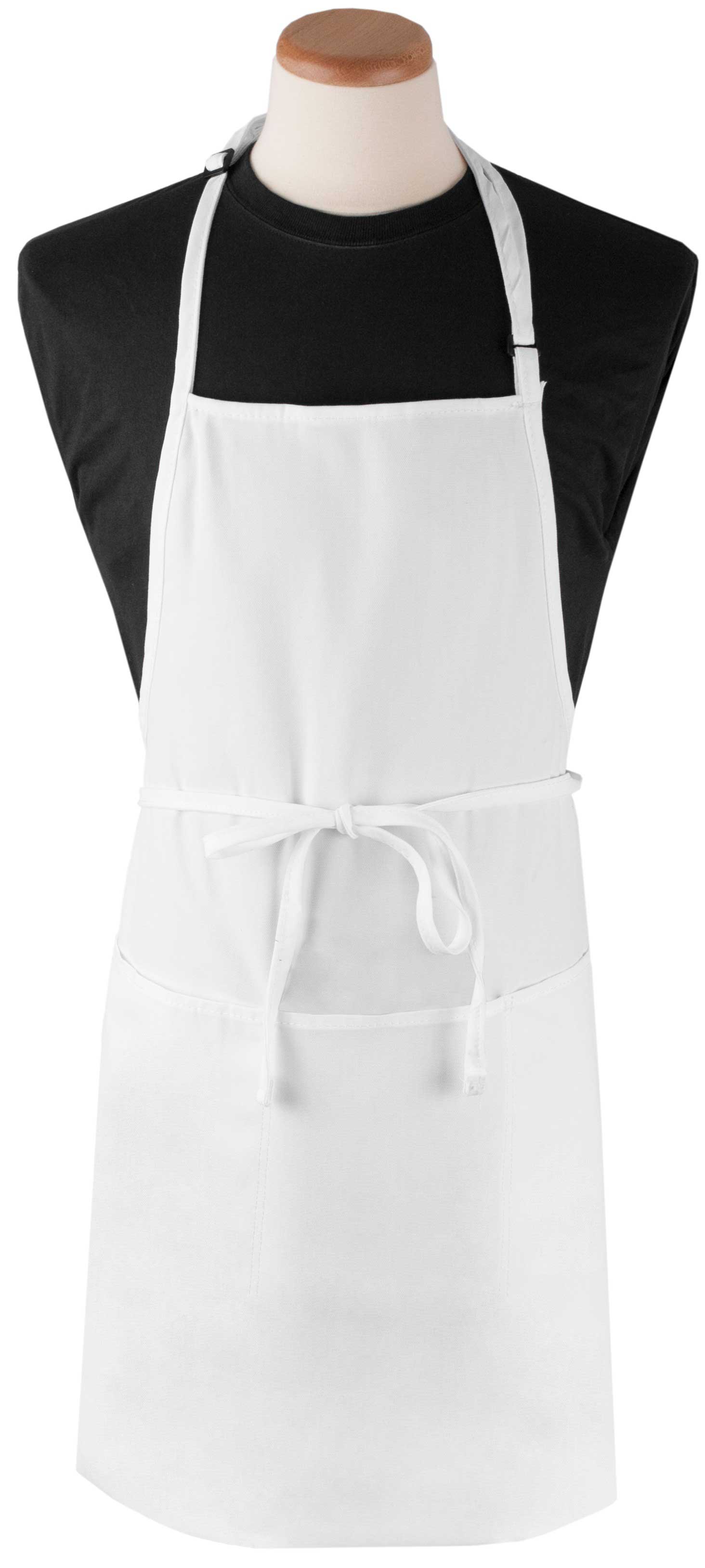 Chef's Line White Extra Long 3 Pockets Bib Apron