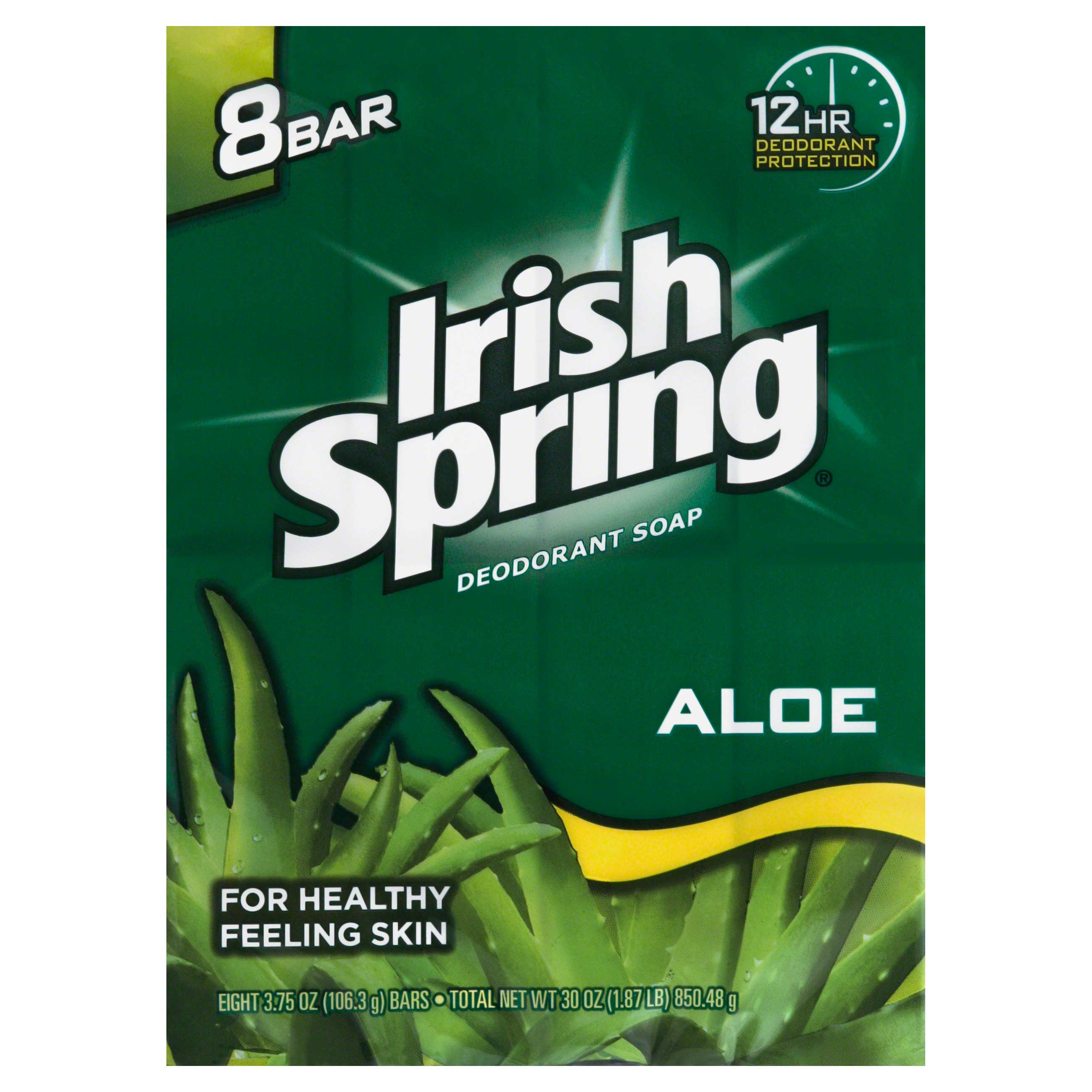 Irish Spring Aloe Deodorant Bar Soap, 30 Ounce, 8 Count -- 9 Per Case