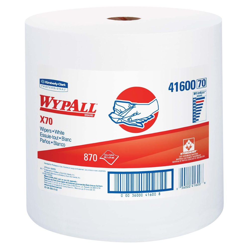 Wypall Powerclean White Jumbo X70 Medium Duty Cloth, 870 Count