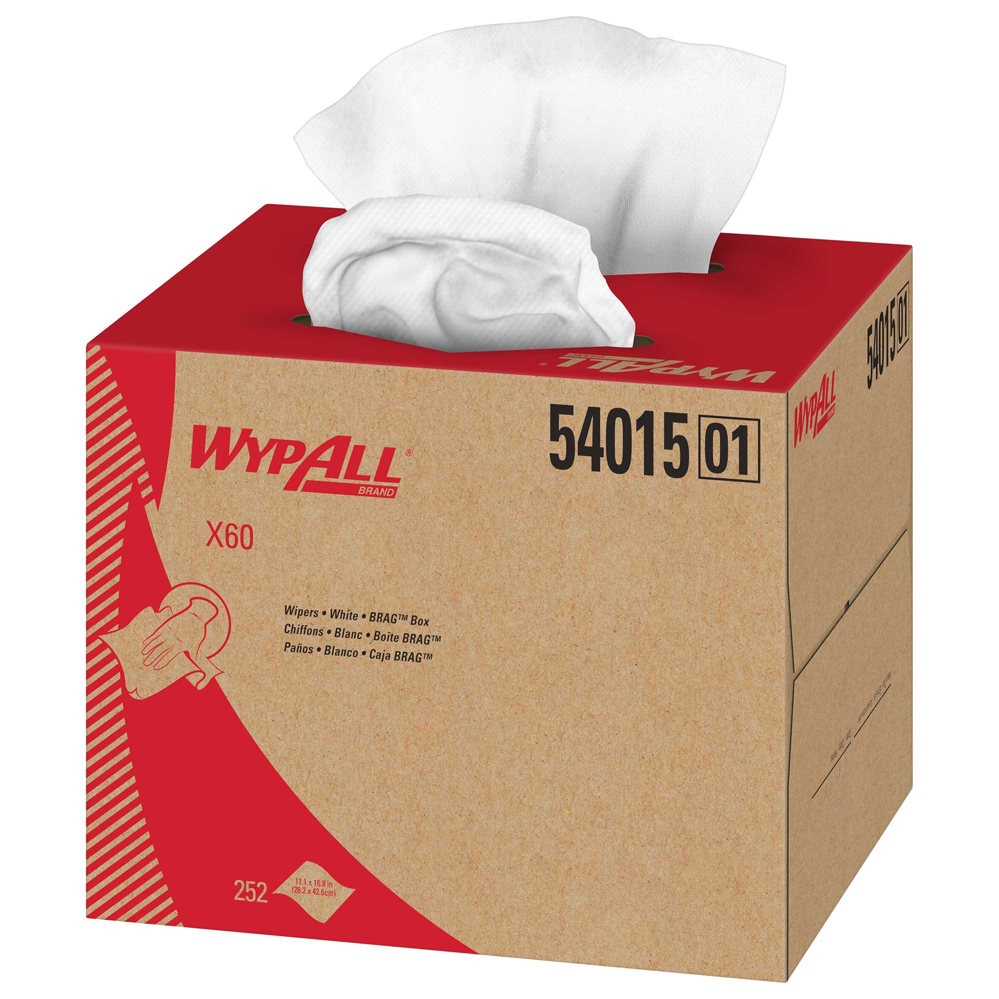 Wypall Brag Box White X60 Reusable Cloth, 252 Count