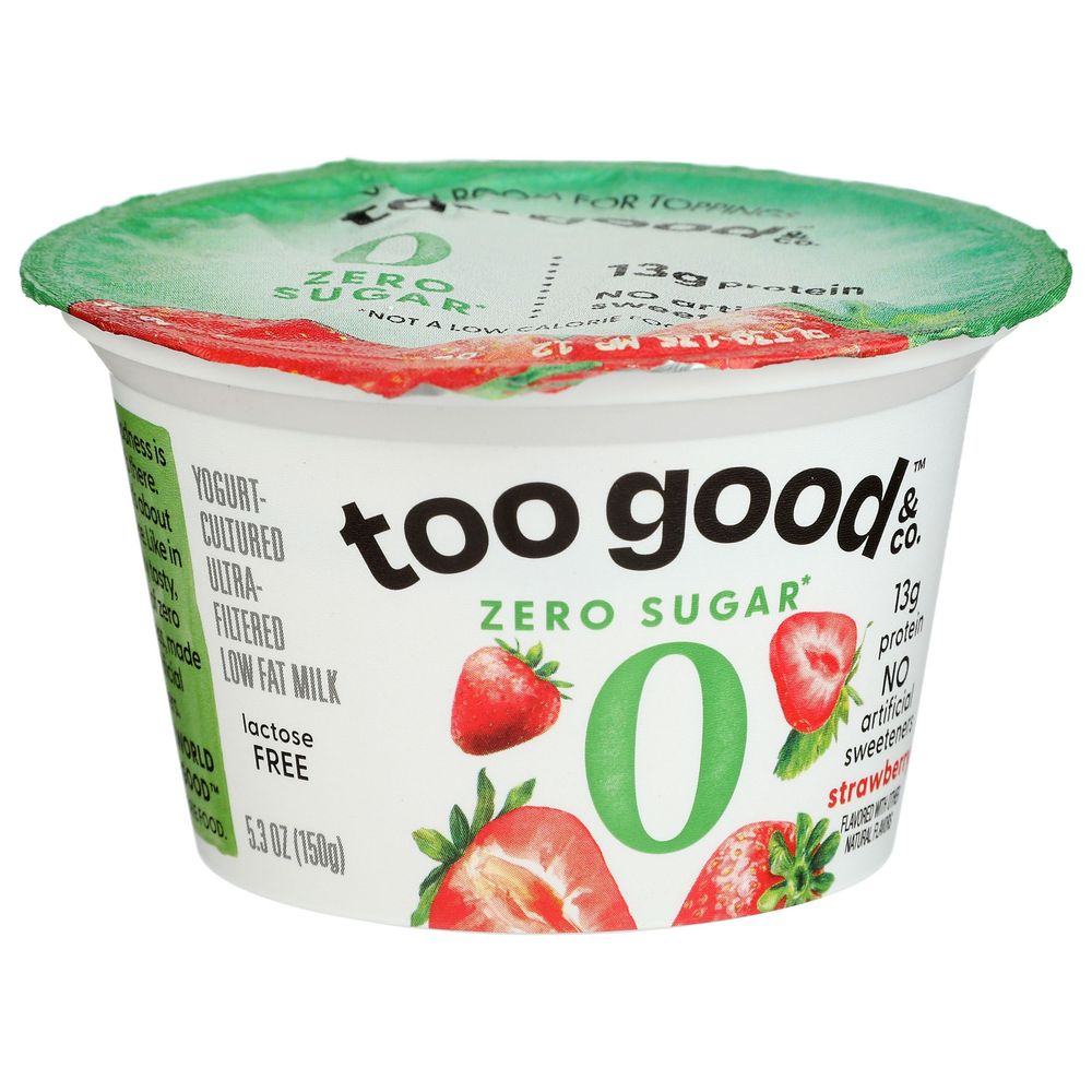Too Good Strawberry Zero Sugar Low Fat Milk Yogurt, 5.3 Fluid Ounce -- 10 Per Case