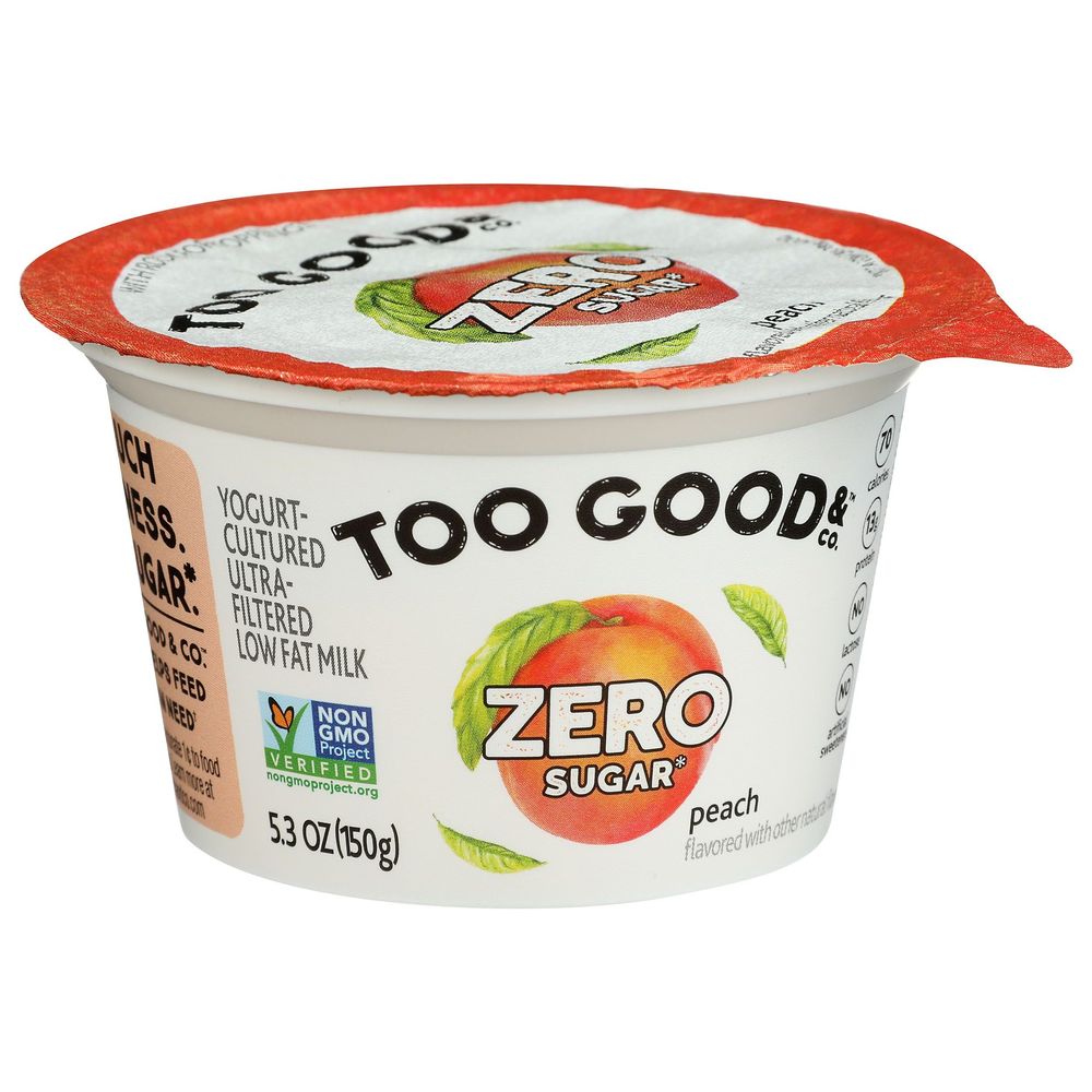 Too Good Peach Zero Sugar Low Fat Milk Yogurt, 5.3 Fluid Ounce -- 10 Per Case