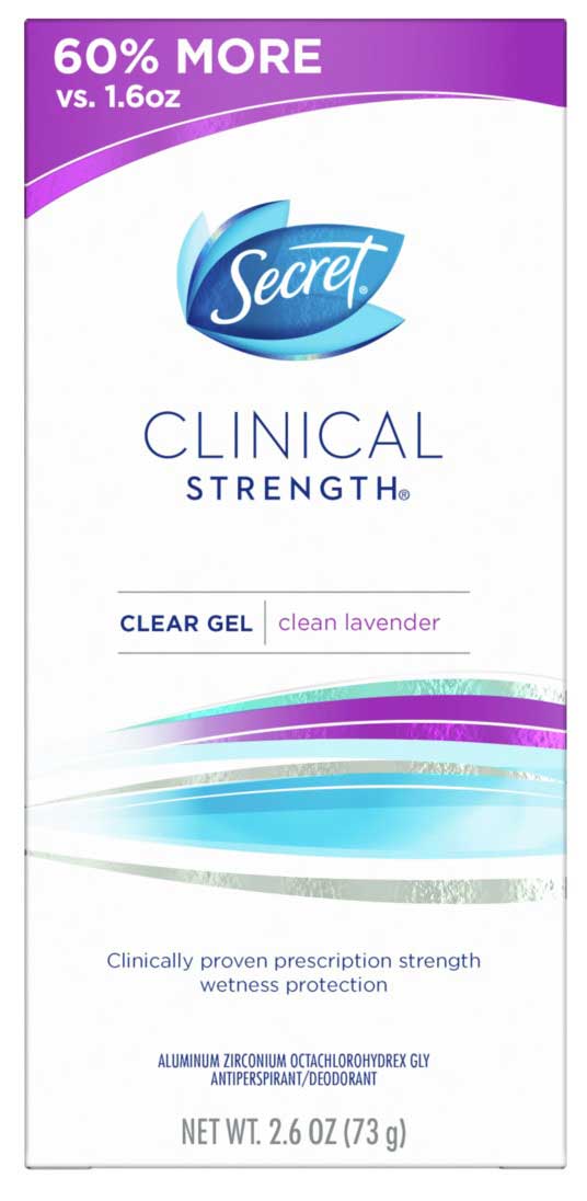 Secret Clinical Strength Clean Lavender Clear Gel Antiperspirant And Deodorant, 2.6 Ounce -- 12 Per Case
