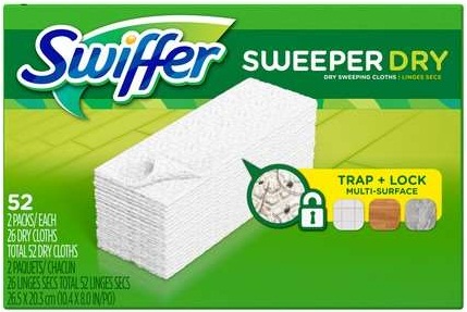 Swiffer Unscented Dry Cloth, 52 Count -- 3 Per Case