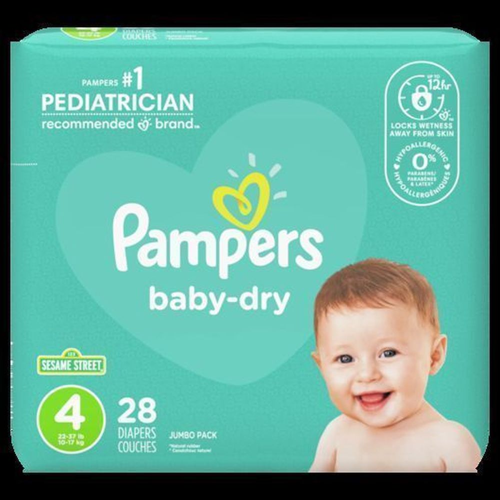 Pampers Size 4 Diapers, 28 Count -- 4 Per Case