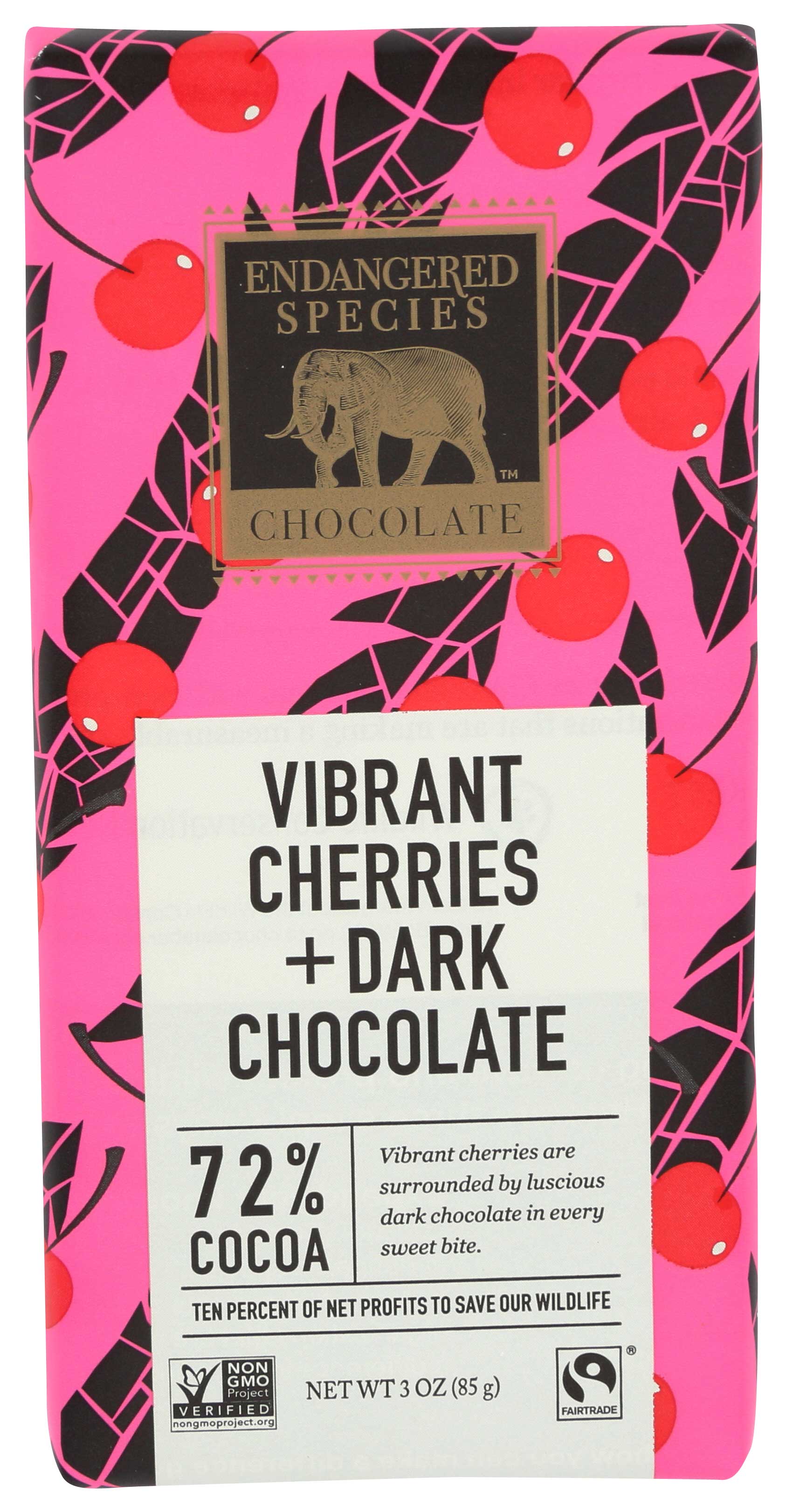 Endangered Species Bitter Dark Chocolate With Cherry And Puffins, 3 Ounce -- 12 Per Case