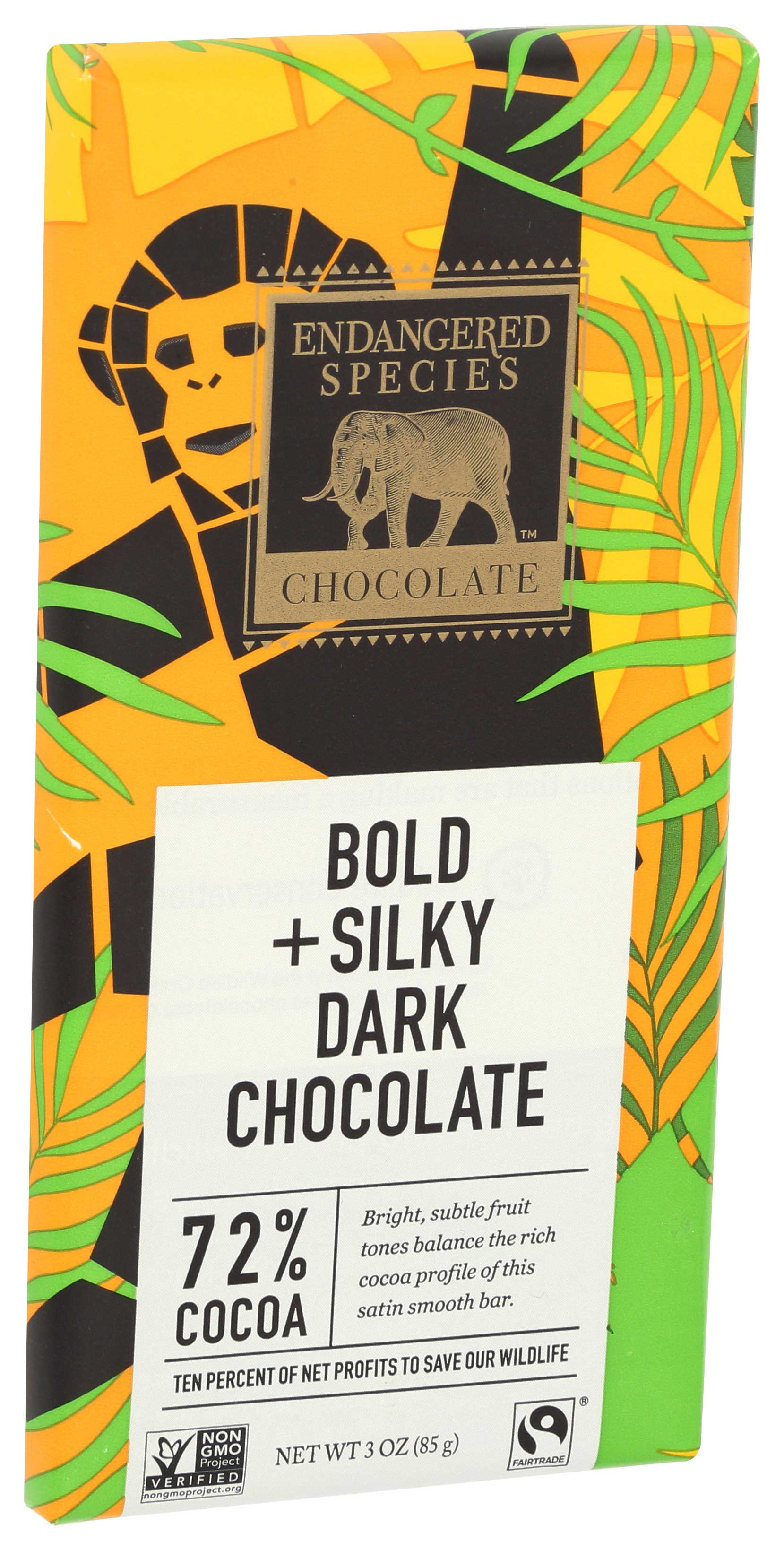 Endangered Species Chocolate Smooth Belgian Dark Chocolate Bar, 3 Ounce -- 12 Per Case