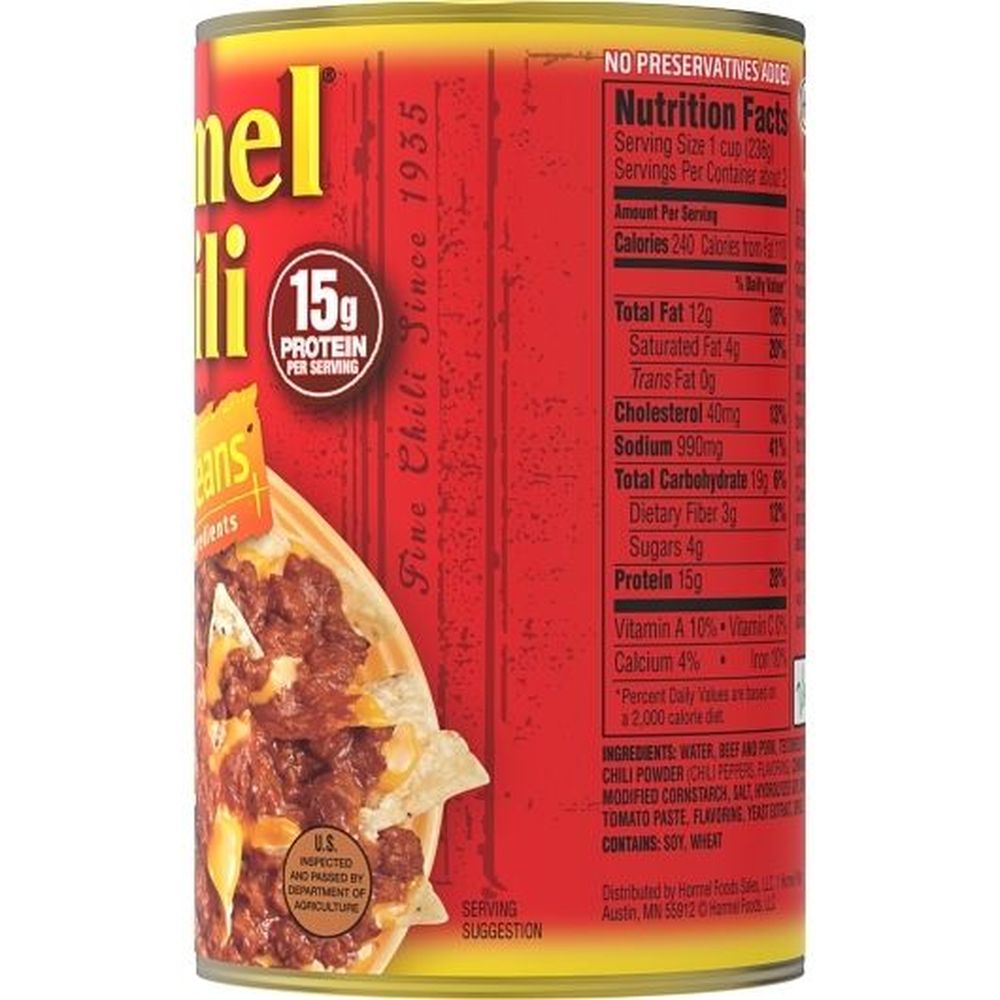 Hormel Hot Chili No Beans, 15 Ounce -- 12 per case