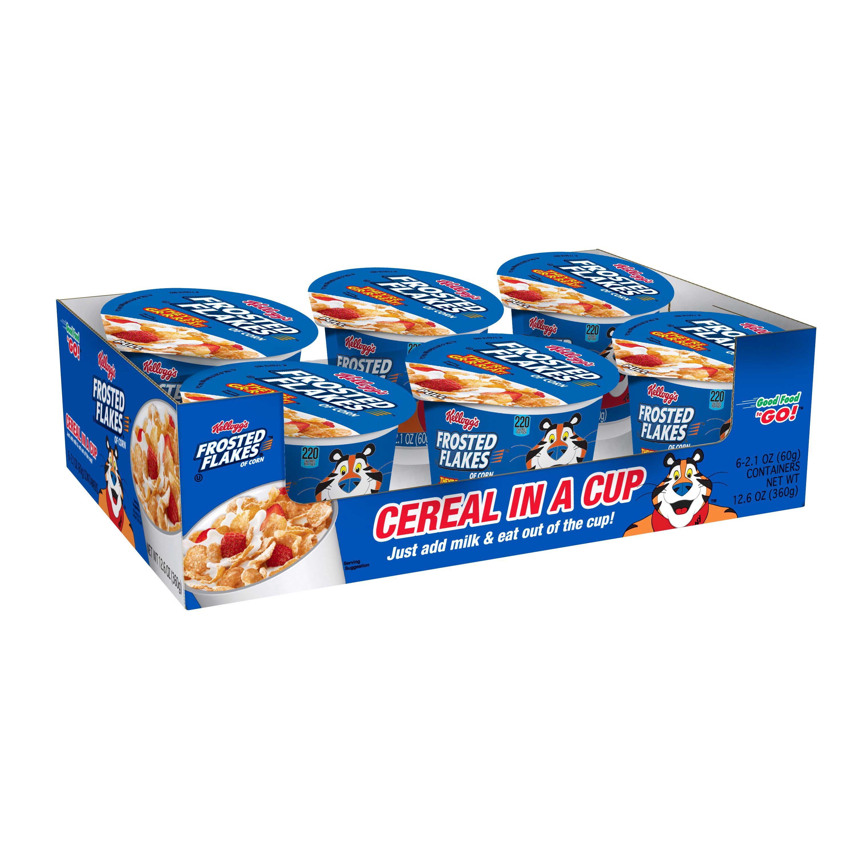 Breakfast Cereal, Frosted Flakes, Single-Serve 2.1 oz Cup, 6/Box Breakfast Cereal, Frosted Flakes, Single-Serve 2.1 oz Cup, 6/Box