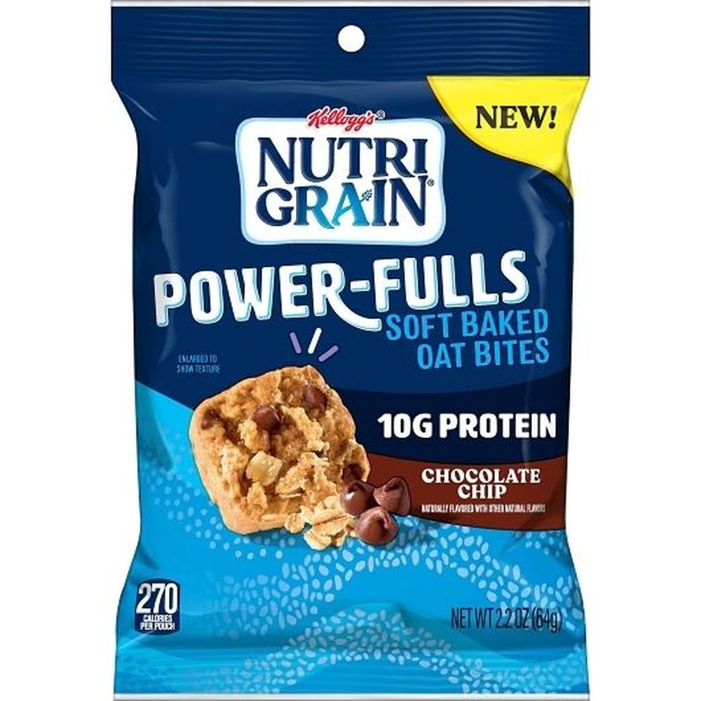 Nutri-grain Powerfulls Chocolate Chip Soft Baked Oat Bites, 2.2 Ounce -- 48 Per Case