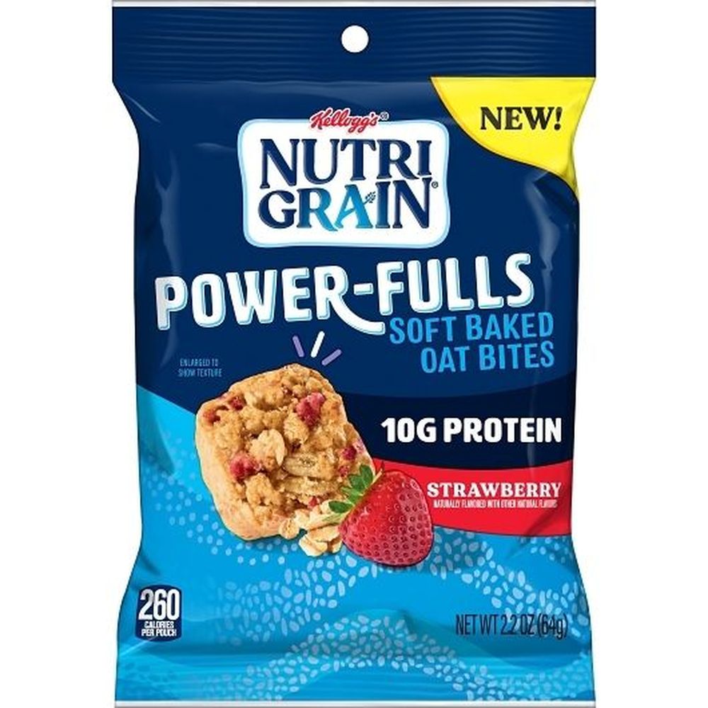 Kellogg's Nutri-grain Powerfulls Strawberry Soft Baked Oat Bites, 2.2 Ounce -- 48 Per Case
