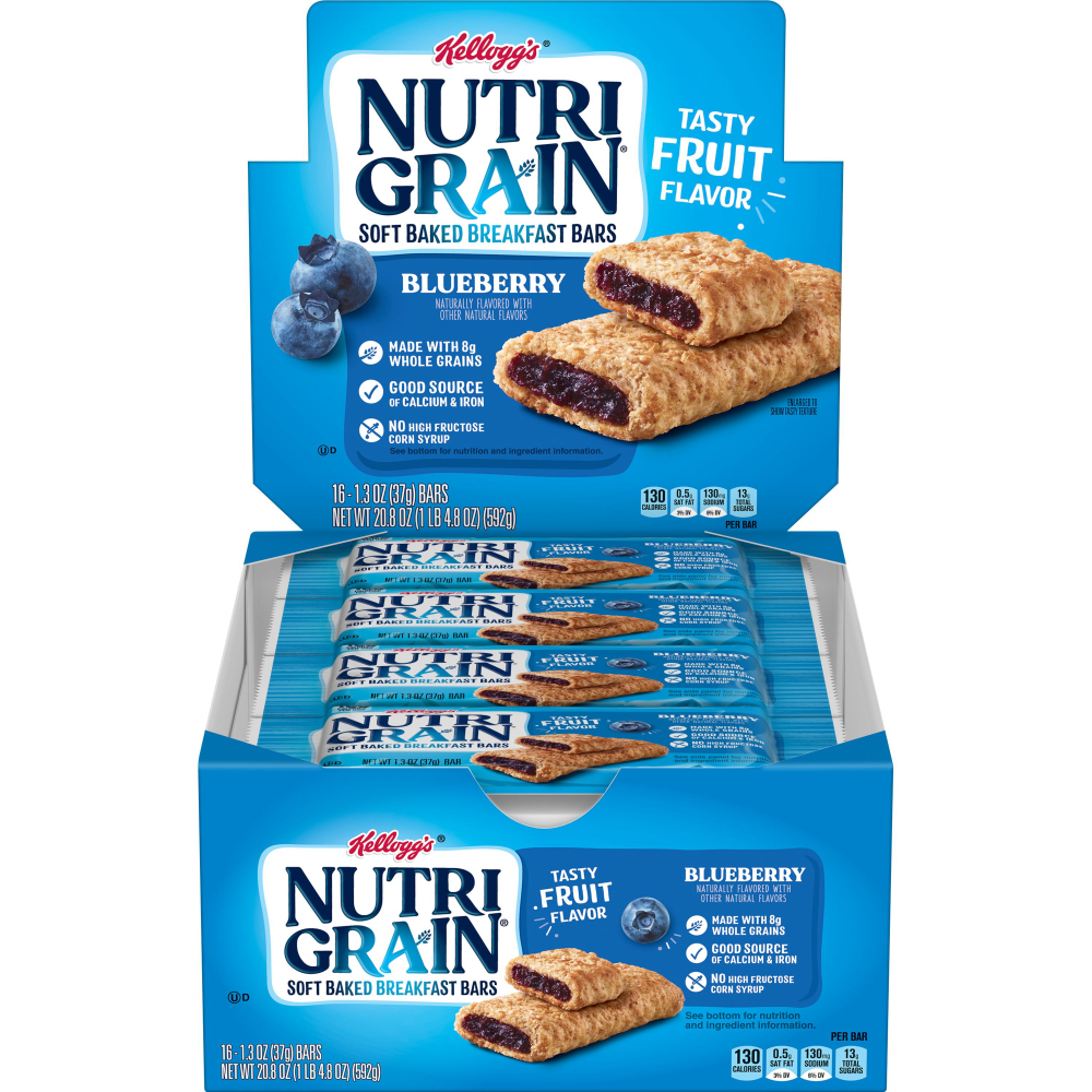 Nutri-Grain Soft Baked Breakfast Bars, Blueberry, Indv Wrapped 1.3 oz Bar, 16/Box Nutri-Grain Soft Baked Breakfast Bars, Blueberry, Indv Wrapped 1.3 oz Bar, 16/Box