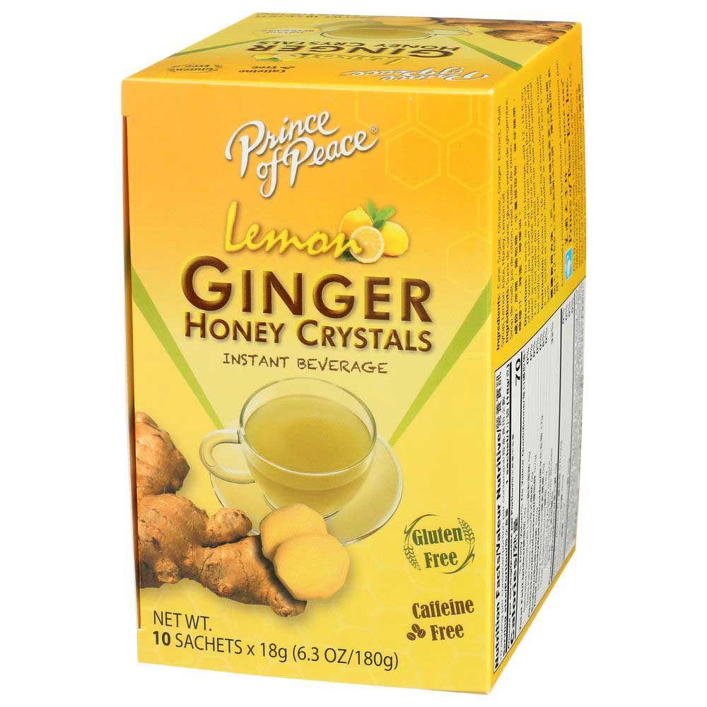Prince of Peace Lemon Ginger Honey Crystals Instant Beverage, 10 bags -- 6  per case