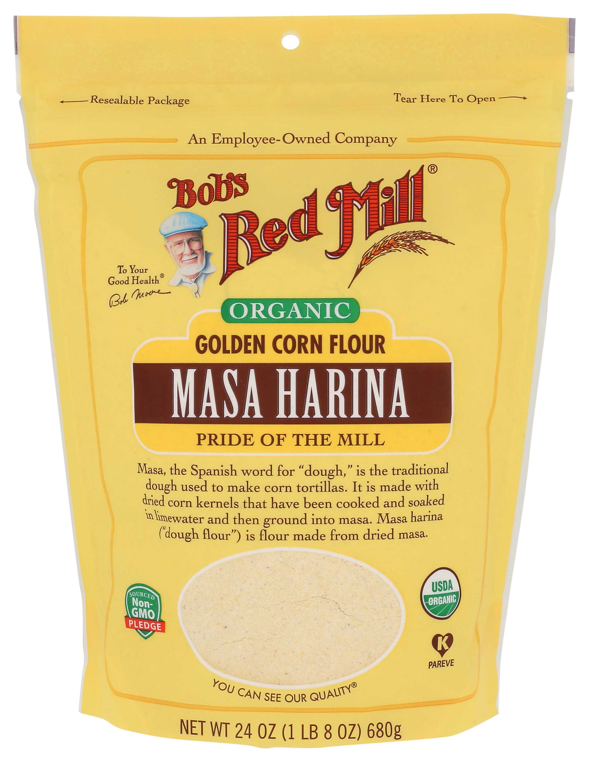 Bob's Red Mill Organic Masa Harina Golden Corn Flour, 24 Ounce -- 4 Per Case