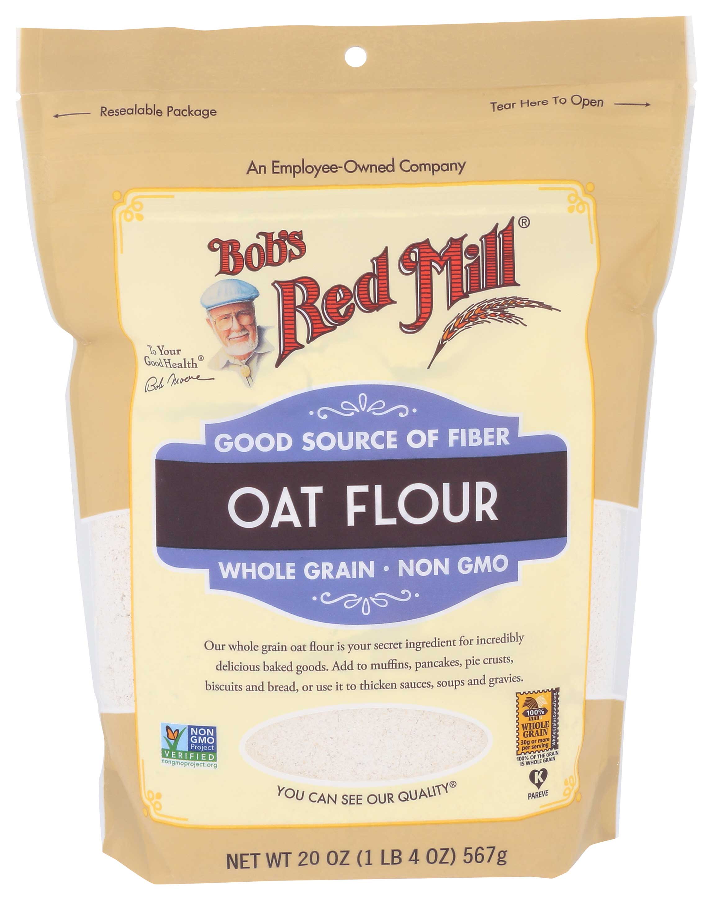 Bob's Red Mill Whole Grain Oat Flour, 20 Ounce -- 4 Per Case