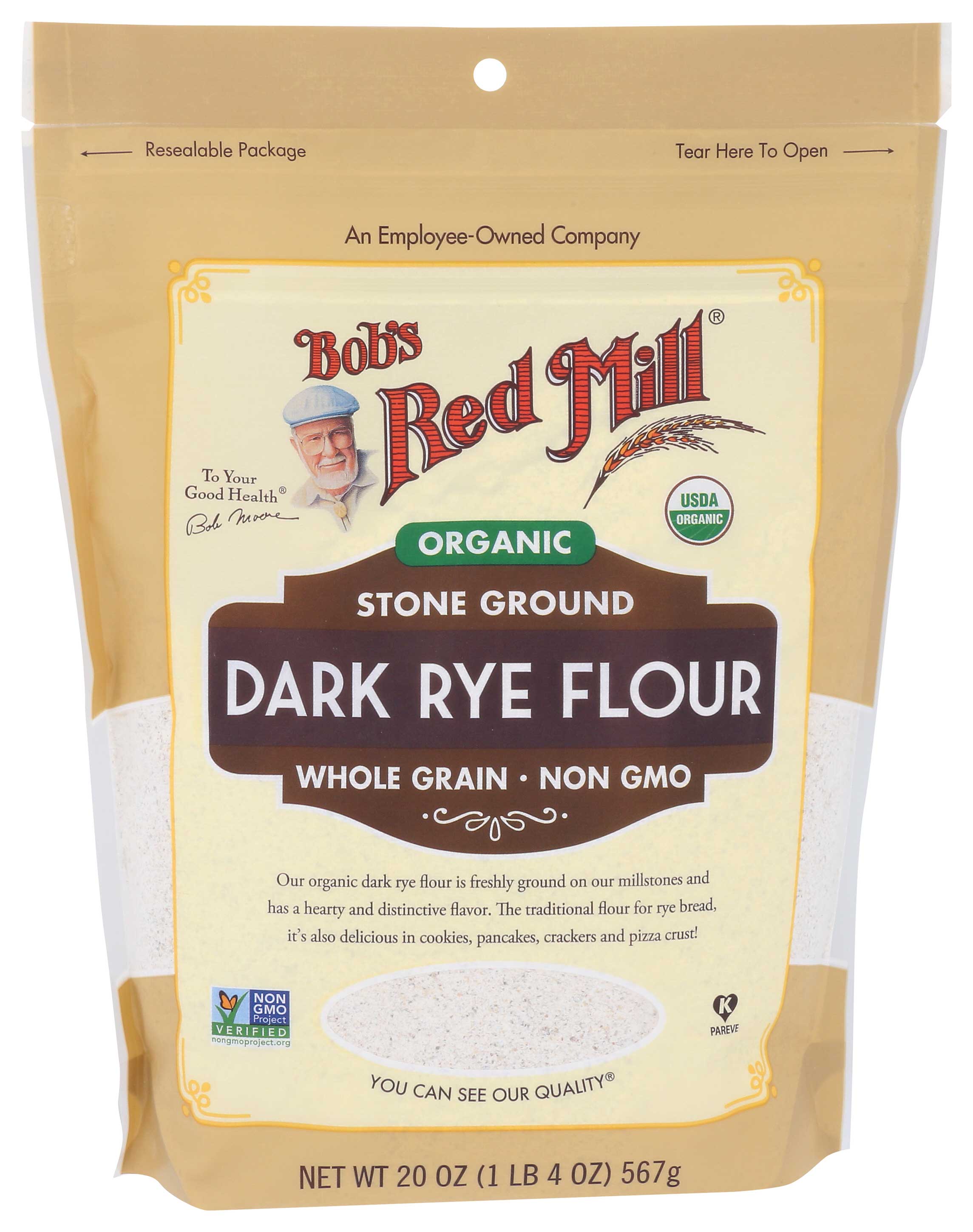 Bob's Red Mill Organic Dark Rye Flour, 20 Ounce -- 4 Per Case