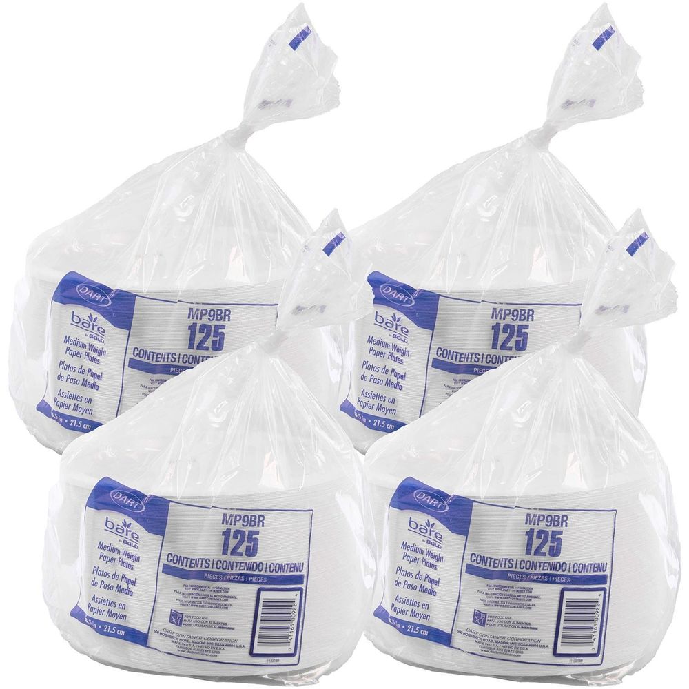 Solo Bare Eco Forward Medium Weight White Paper Plate, 8.5 Inch -- 500 Per Case