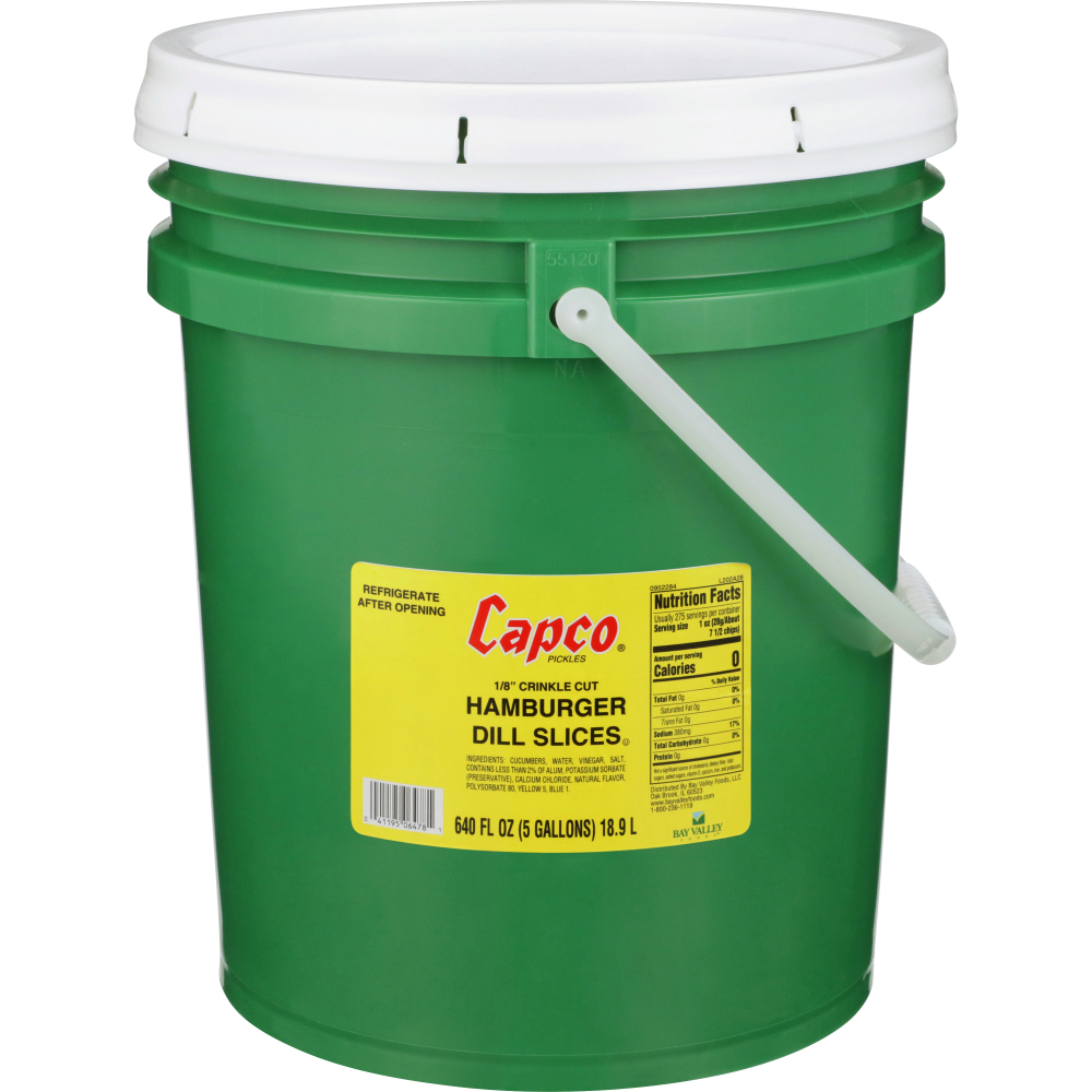 Capco Hamburger Dill Slices 1/8 Crinkle Cut, 5 Gallon