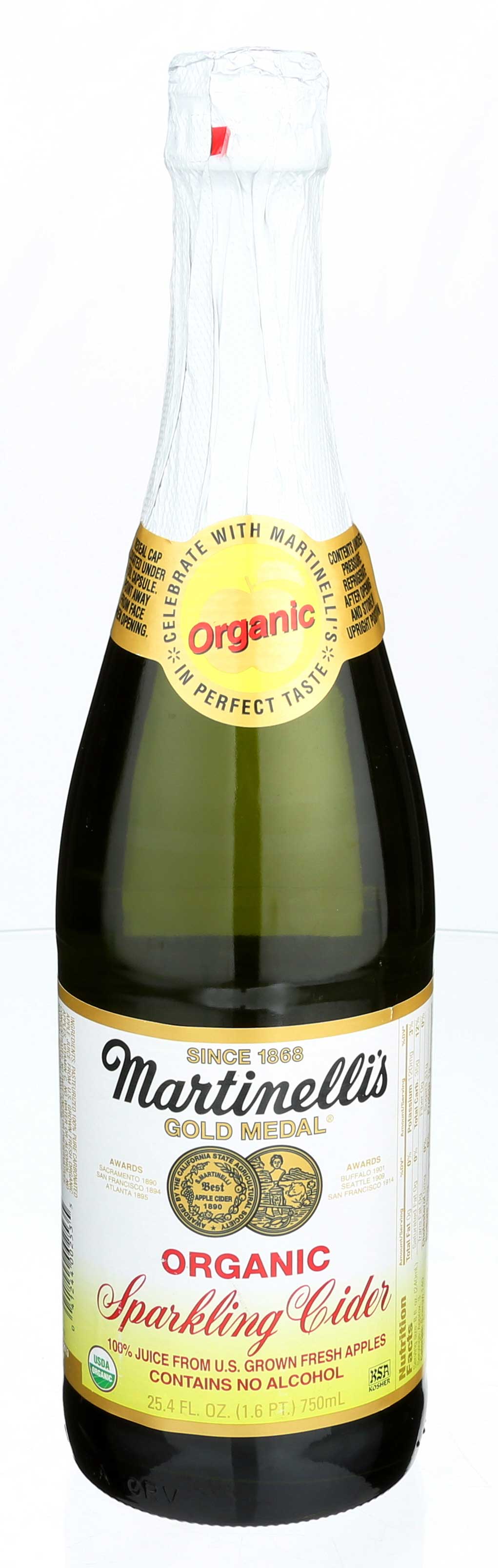 Martinellis Organic Sparkling Cyder 25.4 Ounce 12 per case
