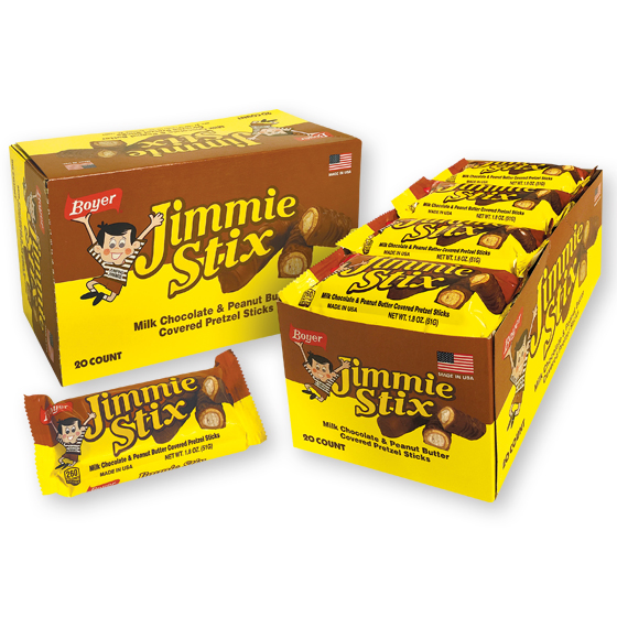 Jimmie Stix Milk Chocolate Peanut Butter Pretzel Stick, 2 Count -- 240 Per Case