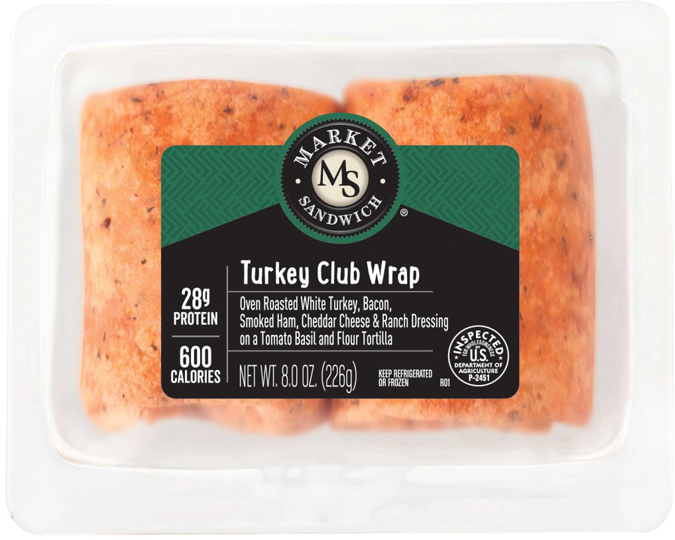 Market Turkey Club Wrap Sandwich, 8 Ounce -- 8 per case.