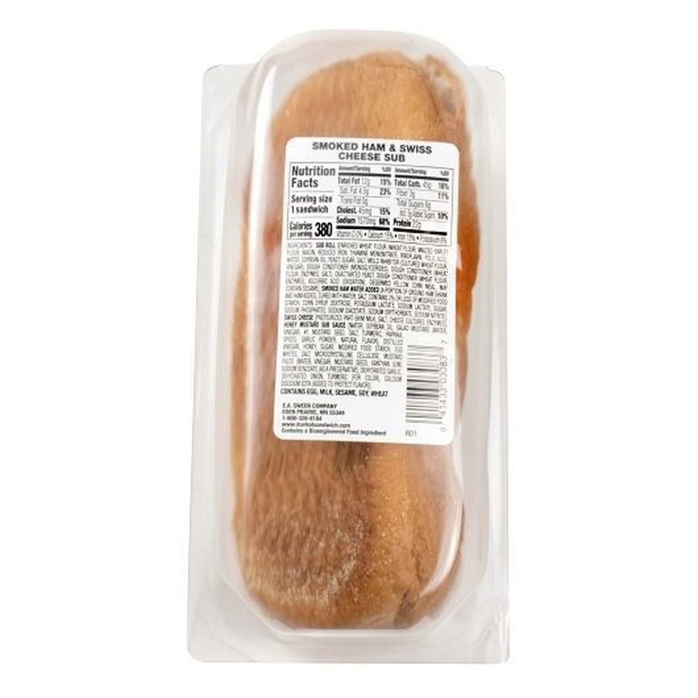 Market Sandwich Individually Wrapped Smoked Ham And Swiss Cheese Sub, 6 Ounce -- 6 Per Case