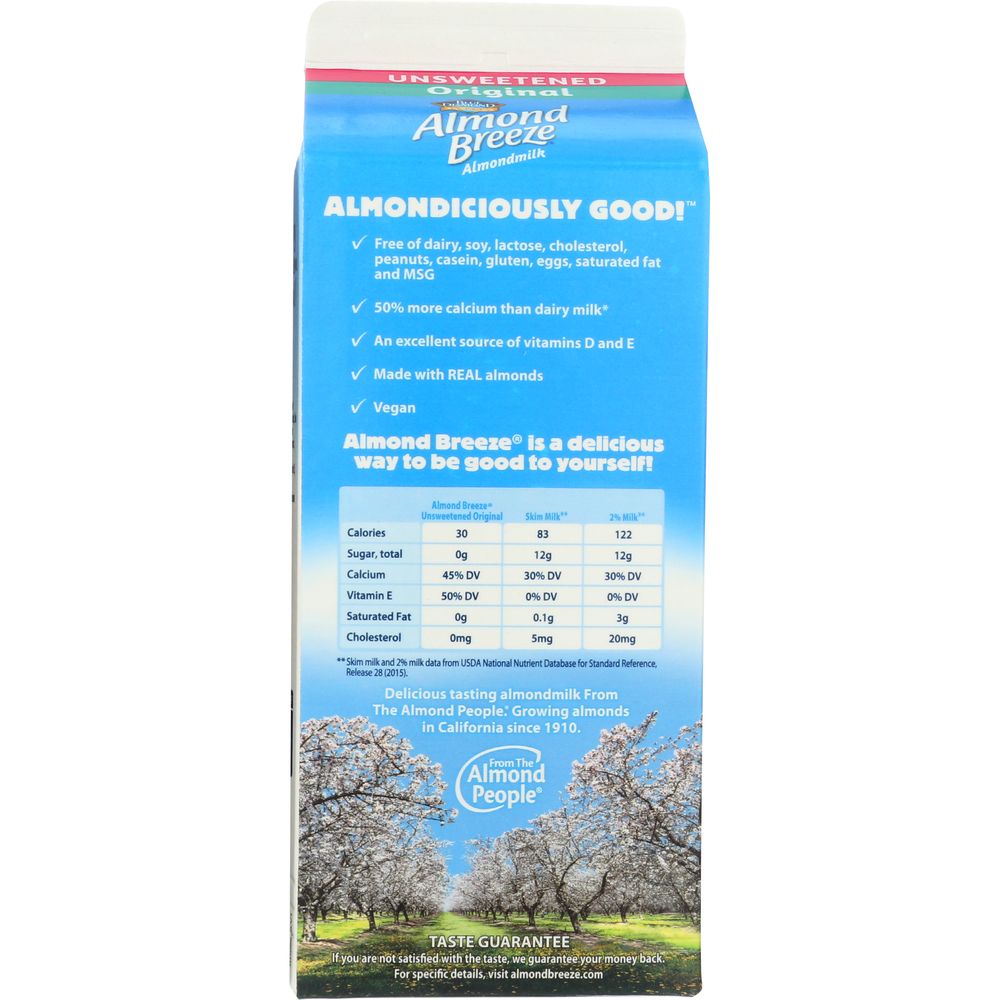 Almond Breeze Original Unsweetened Almond Milk, 64 Ounce -- 6 Per Case