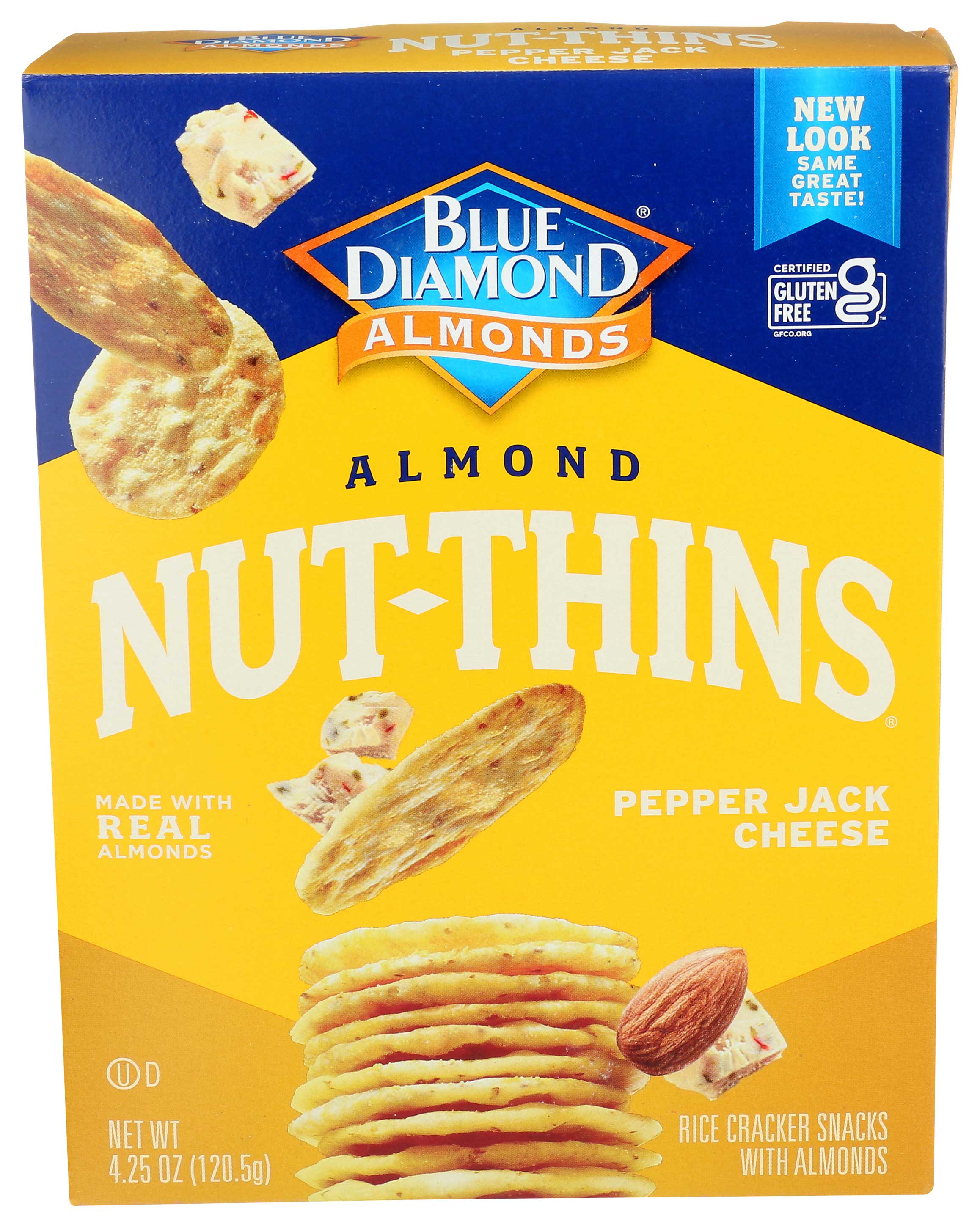 Blue Diamond Growers Nut Thins Pepper Jack Cheese Nut and Rice Cracker, 4.25 Ounce -- 12 per case.
