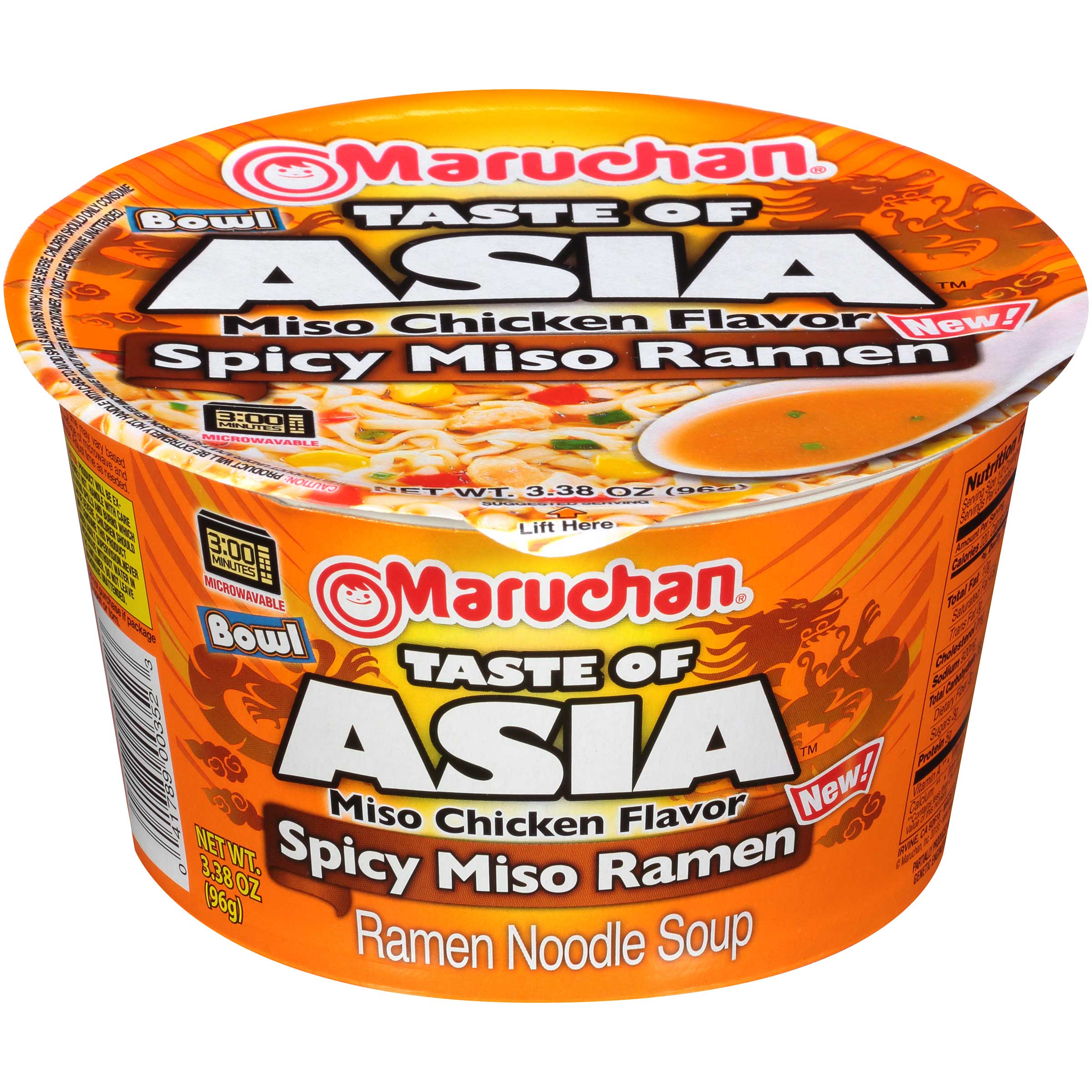 Maruchan Taste Of Asia Miso Chicken Flavor Spicy Miso Ramen Bowl, 3.38 Ounce -- 6 Per Case