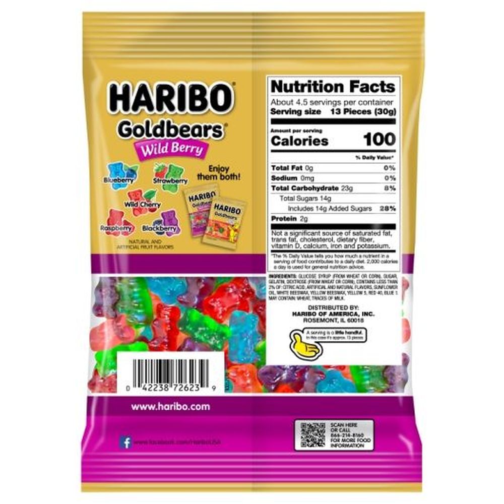 Haribo Goldbears Wild Berry Gummy Candy, 5 Ounce -- 12 Per Case