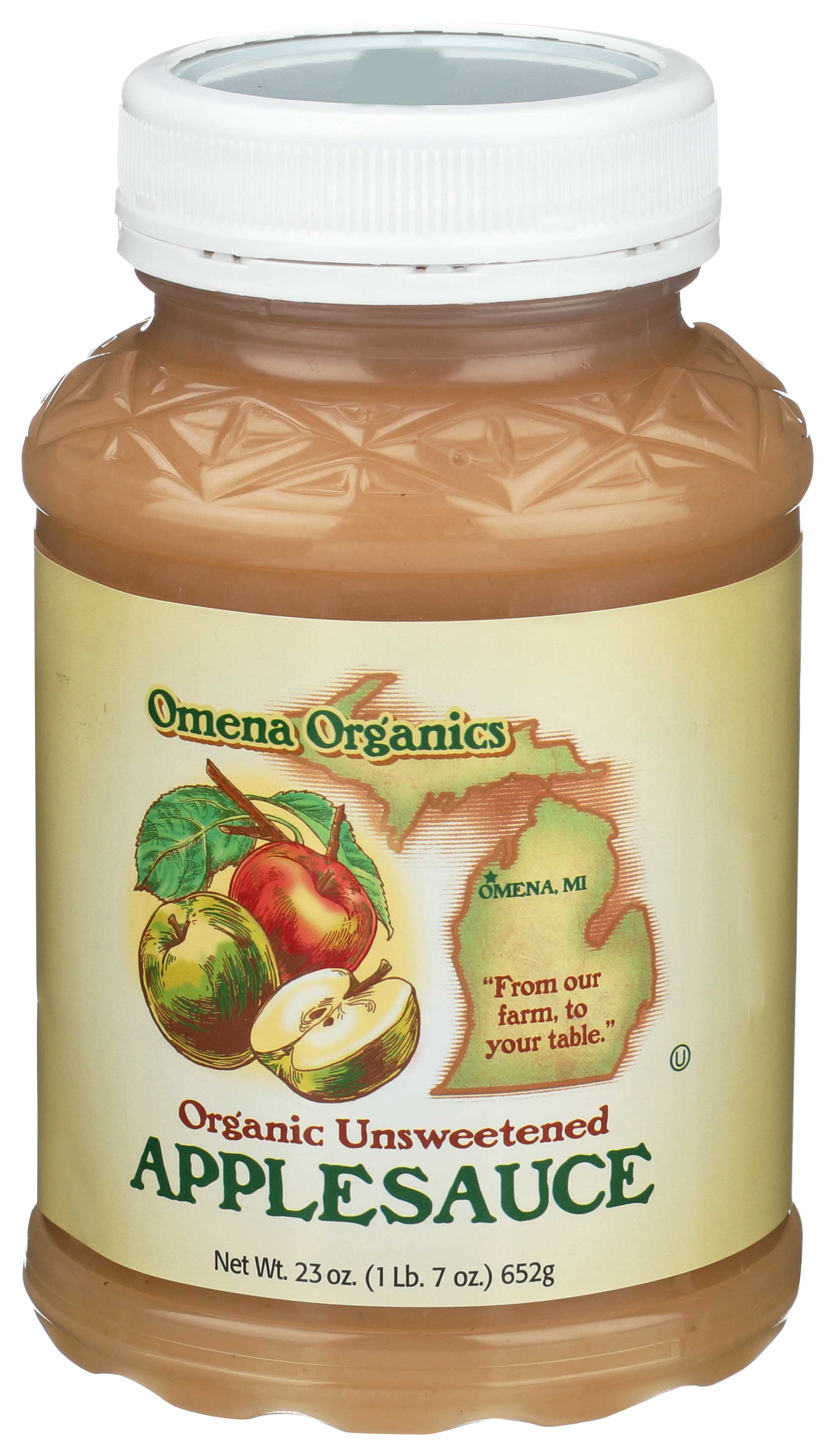 Omena Organics Unsweetened Apple Sauce, 23 Ounce -- 12 Per Case